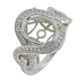 Sterling Silver Semi Mount Ring Setting Oval OV 12X10mm White Topaz PJC20247 - Syzjewelry